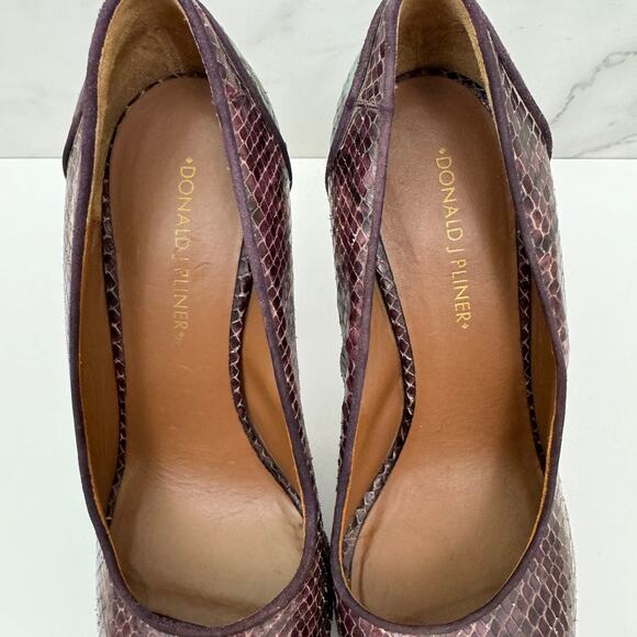 Donald J. Pliner Womens Platform Peep Toe Heels Size 7.5 Snake Print Leather - Picture 6 of 11